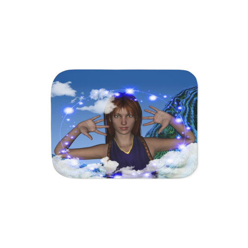 Cozy sherpa blanket with whimsical fantasy patterns