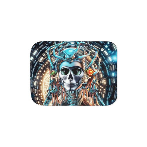 Skull Sherpa Blanket with Alien and Trippy Designs