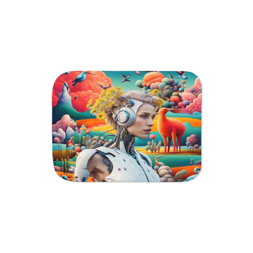 Sherpa blanket with sci-fi fantasy alien design