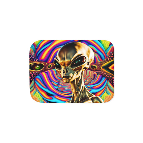 Soft and cozy alien-themed sherpa blanket for home decor