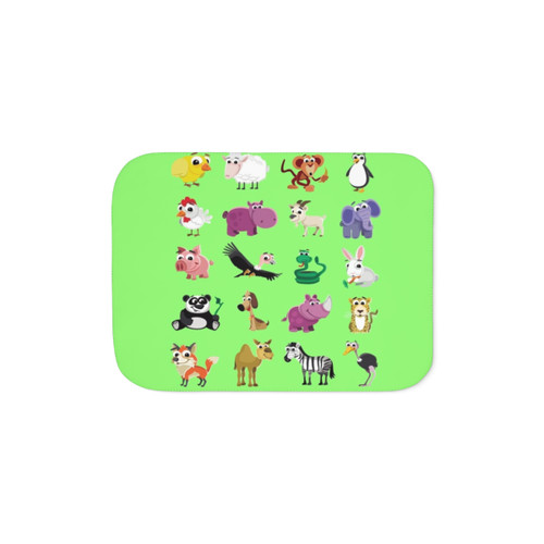 Cozy cartoon animal-themed Sherpa blanket