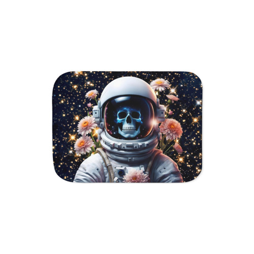 Skull Astronaut Sherpa Blanket - Cozy Sci-Fi Throw Blanket