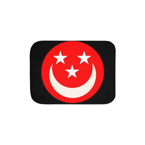 Red Flag Sherpa Blanket with Smiley Face