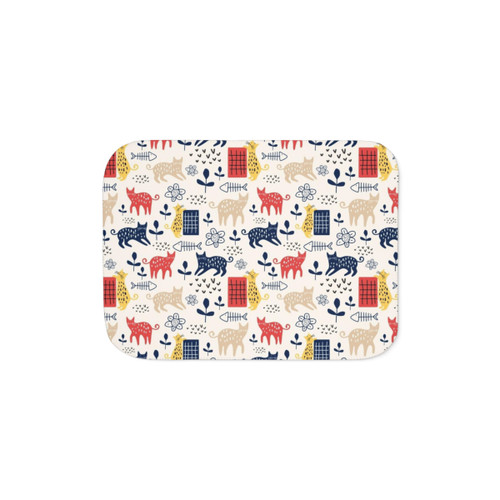 Adorable cats illustration pattern Sherpa blanket