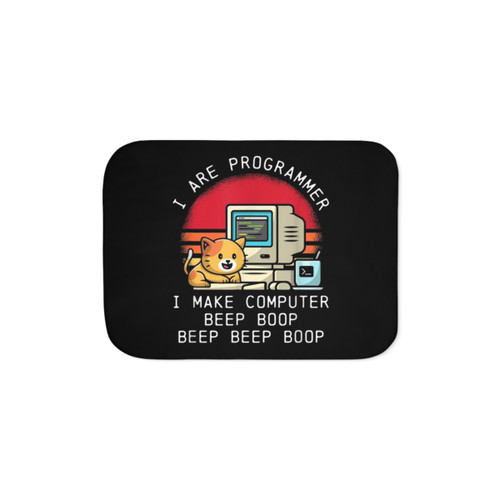 Funny Programmer Sherpa Blanket with Cat Design