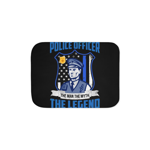 Soft and cozy Sherpa blanket featuring a police officer design