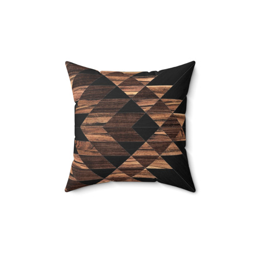 Tribal Pattern Walnut Wood Pillow