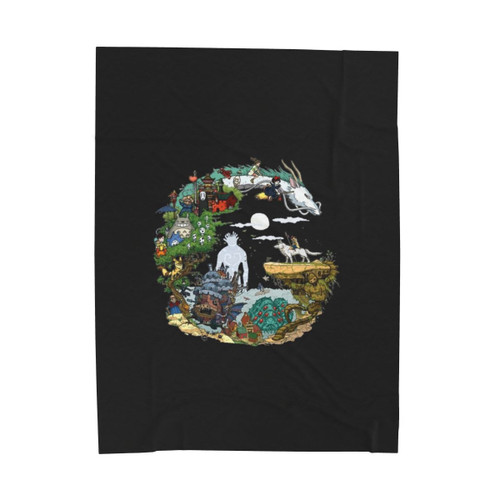 Asiom Velveteen Plush Blanket with Studio Ghibli Inspired Design
