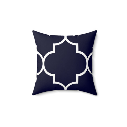 Large Navy Blue Quatrefoil Decorative Pillow