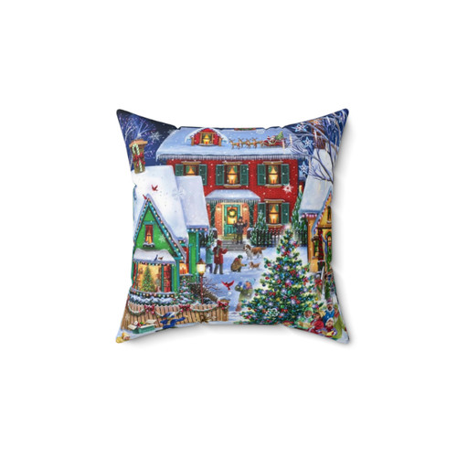Colorful winter homes throw pillow