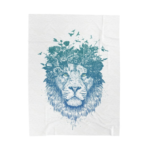 Floral Lion Velveteen Plush Blanket