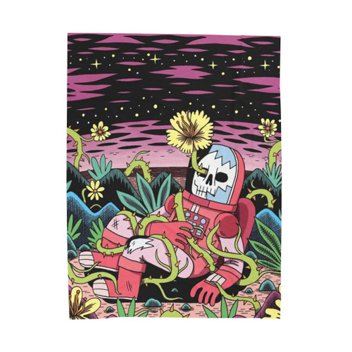 Flower Velveteen Plush Blanket - Cozy Space-Themed Bedding