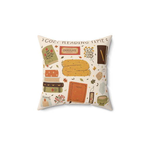 Cozy reading pillow with book stacks design