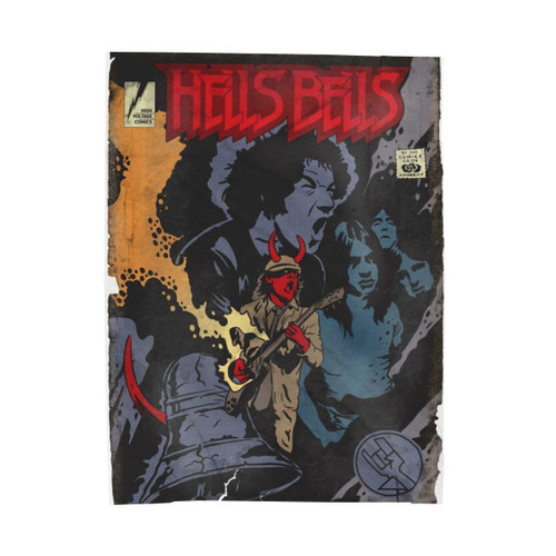 ACDC Velveteen Plush Blanket featuring Angus Young and Hellboy imagery