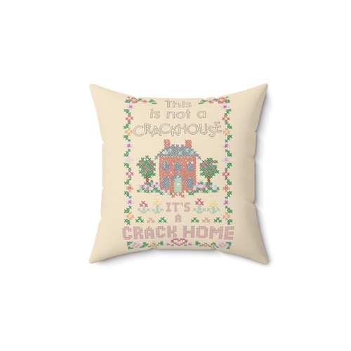 Cross Stitch Embroidered Pillow with A Crack Home Design