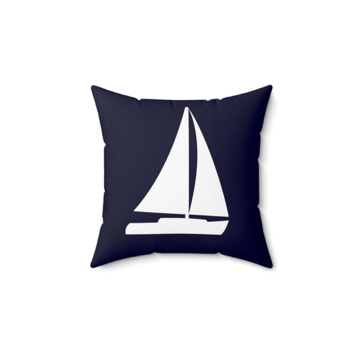 Nautical Sailboat Accent Pillow in Navy Blue