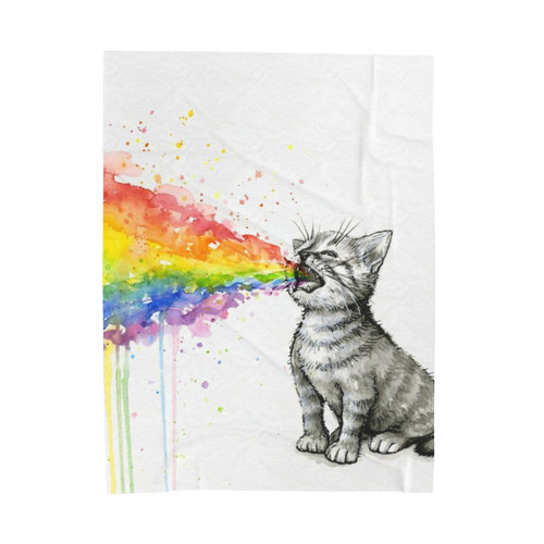 Kitten Rainbow Velveteen Plush Blanket