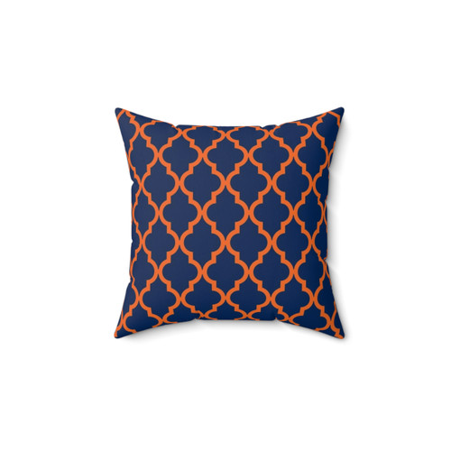 Moroccan Quatrefoil Throw Pillow in Navy Blue and Orange