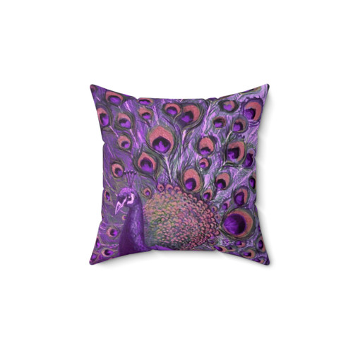Beautiful purple peacock feather pillow
