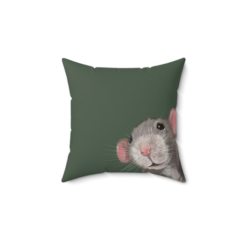 Green Dumbo Rat Portrait Throw Pillow