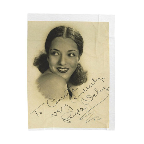 Vintage Velveteen Plush Blanket Signed by Iconic Actress Lupe Velez