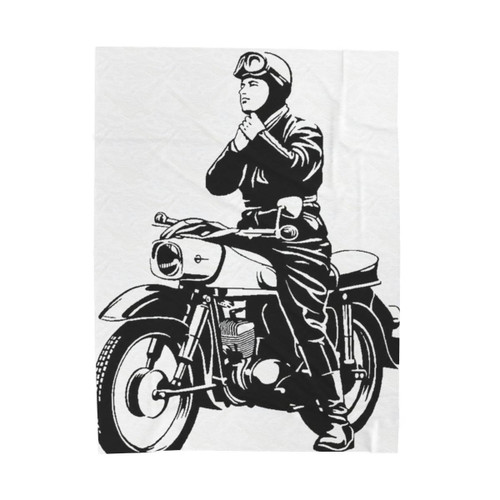 Vintage MZ ES150 Motorcycle Velveteen Plush Blanket