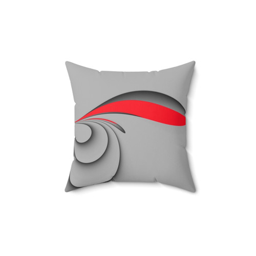 Grey and Red Swirl Pattern Pillow