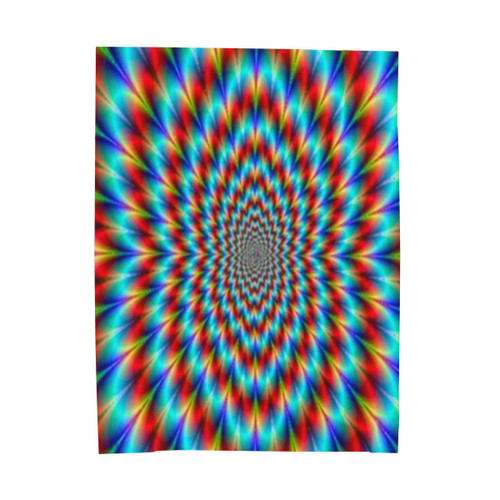 Psychedelic Velveteen Plush Blanket with Optical Illusion Rainbow Pattern