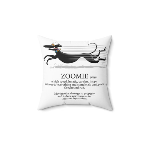 Greyhound Zoomie Cartoon Pillow