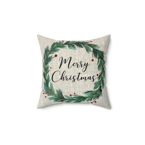 Watercolor Christmas Wreath Pillow