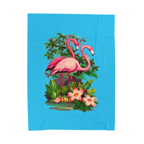 Retro Pink Flamingo Velveteen Plush Blanket