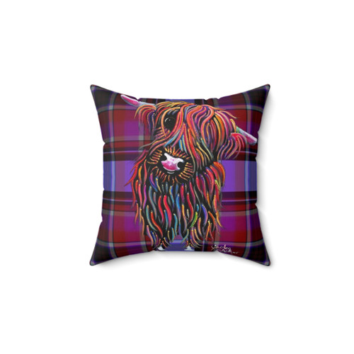 Scottish Highland Cow Tartan Pillow