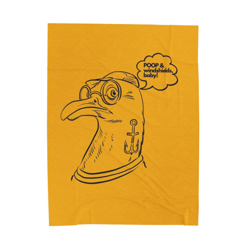 Velveteen Plush Blanket with Seagull Poop Design