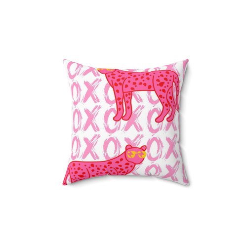 Preppy Cheetah XOXO Throw Pillow