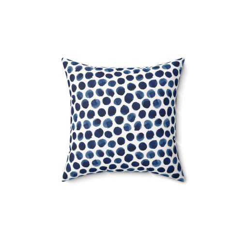Large Watercolor Polka Dot Pattern Throw Pillow in Blue and Indigo