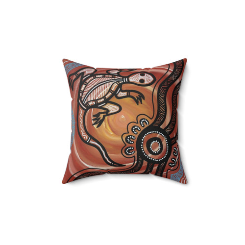Authentic Aboriginal Art Lizard Pillow