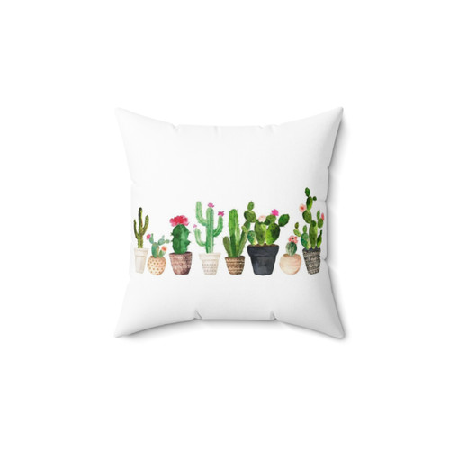 Cactus Throw Pillow featuring a watercolor botanical design