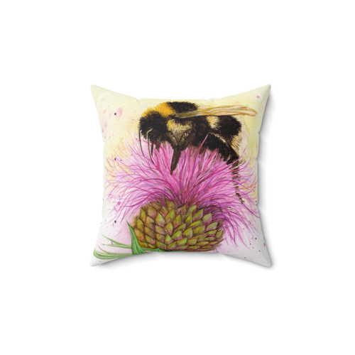 Bee on a Thistle Decorative Throw Pillow