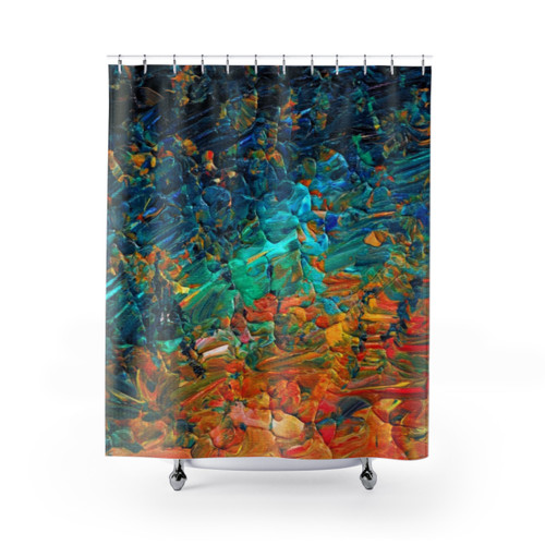 Colorful abstract ombre waves shower curtain