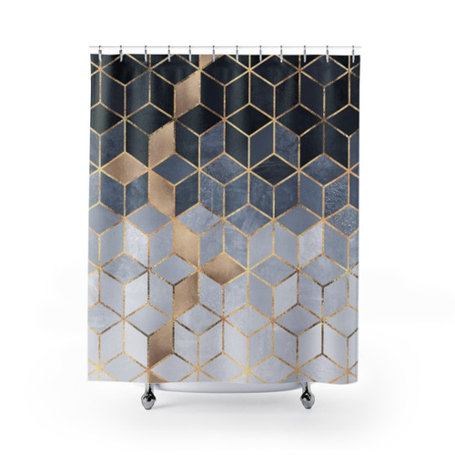 Soft Blue Gradient Cubes Shower Curtains