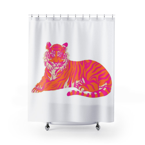 Pink and Orange Tiger Print Shower Curtains