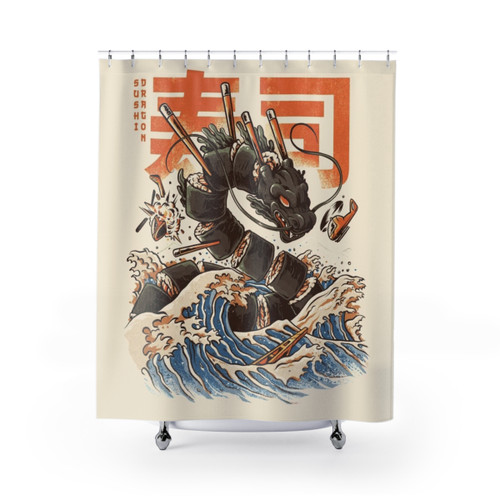 Retro Japanese Sushi Dragon Shower Curtain