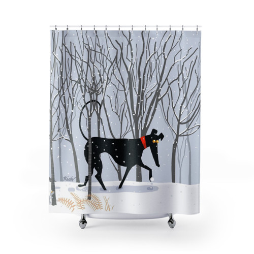 Whimsical Winter Greyhound Shower Curtain