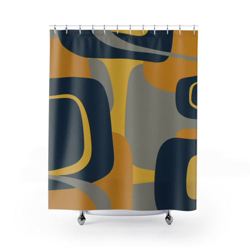 Retro Abstract Patterned Mid Century Modern Shower Curtain