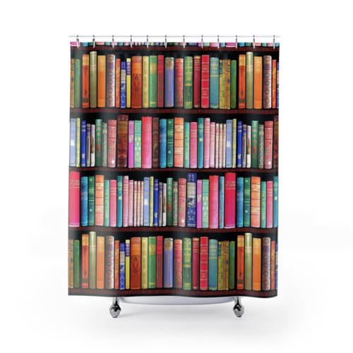 Vintage Book Shelf Shower Curtains for Booklovers