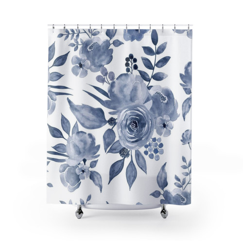 Hamptons Style Floral Design Shower Curtains