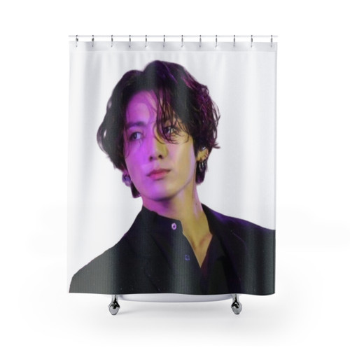BTS Long Hair Shower Curtains featuring Jungkook, Jimin, Jin, and Taehyung