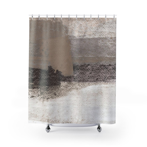 Modern Abstract Painting Shower Curtain in Neutral Tones