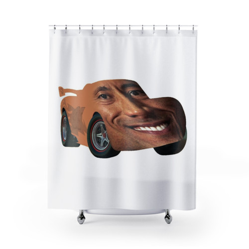 Lightning McQueen themed shower curtains for a Cars inspired bathroom