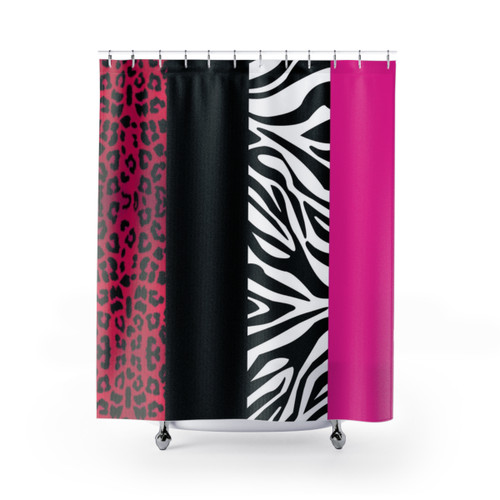 Hot Pink Zebra and Leopard Print Shower Curtains